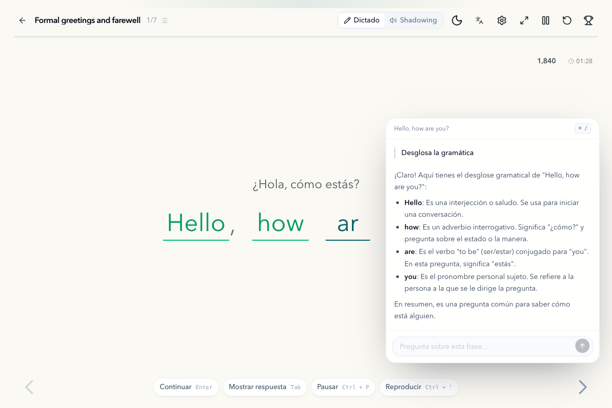 SentencePop — app para aprender inglés online
