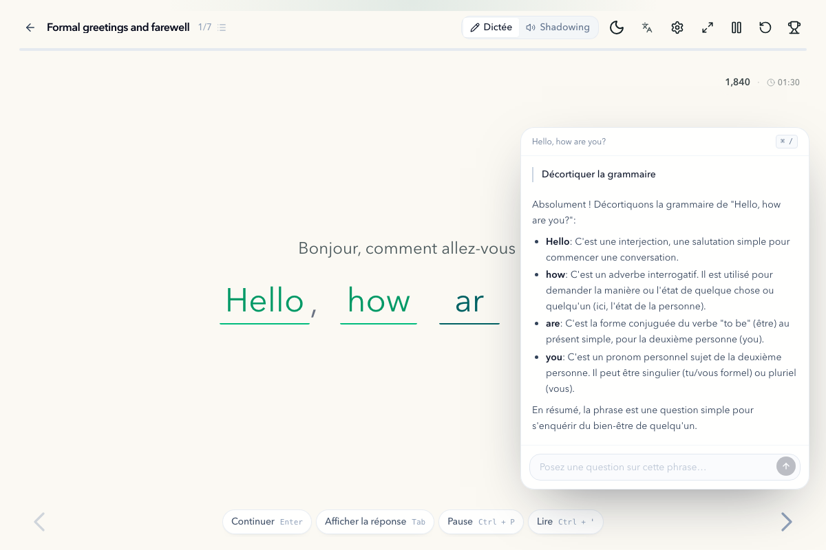 SentencePop — apprendre l'anglais avec des phrases